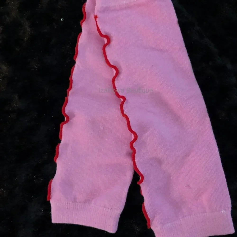 Pink with Red Seam Legwarmers (2)  LW2730  NWT Boutique